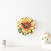 Horloge Ronde Fleur orange (Maison)