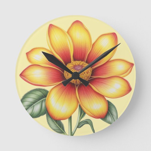Horloge Ronde Fleur orange (Recto)