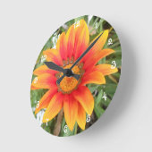 Horloge Ronde Fleur Orange Simple (Angle)