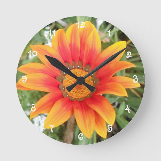 Horloge Ronde Fleur Orange Simple (Recto)