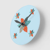 Horloge Ronde Fleur patchwork (Angle)