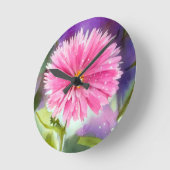 Horloge Ronde Fleur pourpre (Angle)