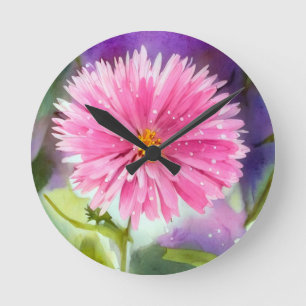 Horloge Ronde Fleur pourpre