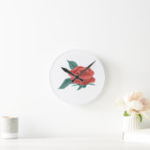 Horloge Ronde Fleur rose (Maison)
