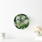 Horloge Ronde Fleur Rose à galets blanc sauvage (Maison)