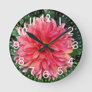 Horloge Ronde Fleur rose Dahlia