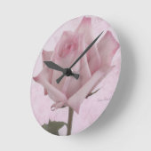 Horloge Ronde Fleur rose douce (Angle)