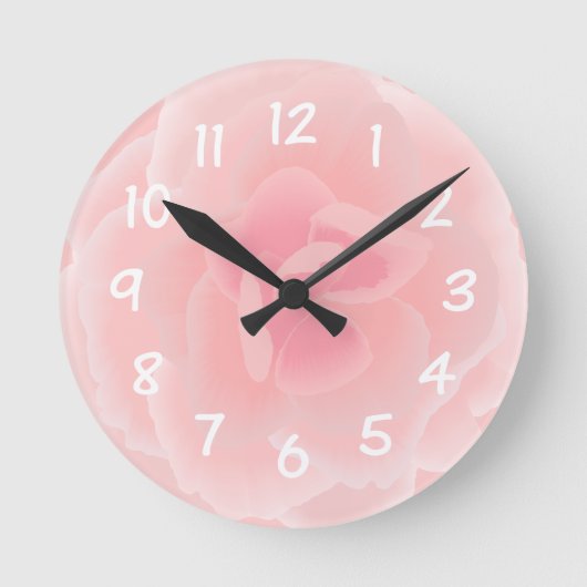 Horloge Ronde Fleur rose faite dans des effets pour aquarelle (Recto)