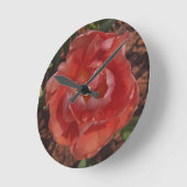 Horloge Ronde fleur rouge (Angle)