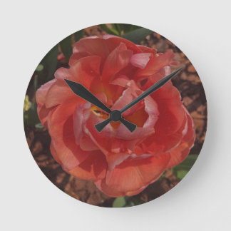 Horloge Ronde fleur rouge