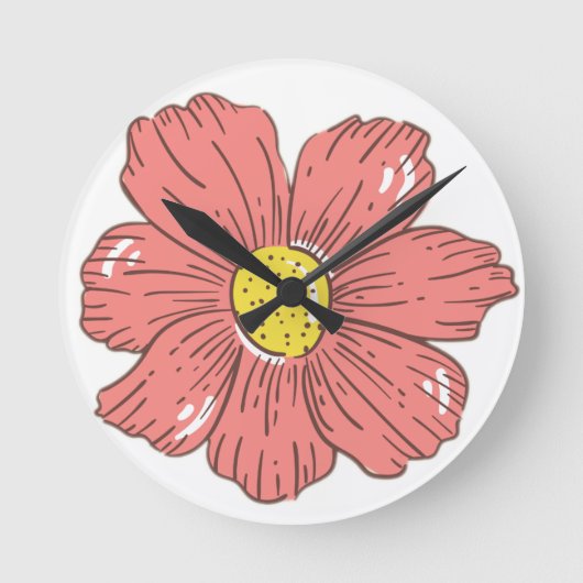 Horloge Ronde Fleur rouge (Recto)
