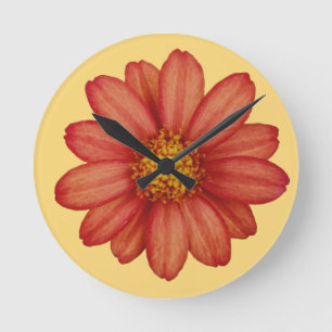 Horloge Ronde fleur rouge