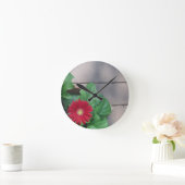 Horloge Ronde Fleur rouge de marguerite de Gerber (Maison)