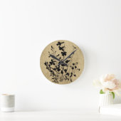 Horloge Ronde Fleur sauvage Silhouette Burlap (Maison)