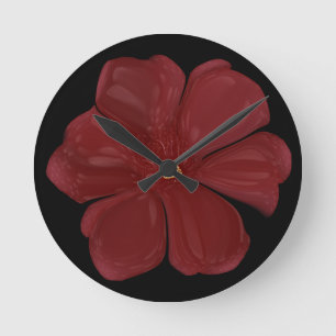 Horloge Ronde Fleur sombre profonde cramoisie d'humeur Glossy Bo
