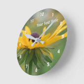 Horloge Ronde Fleur Susan Daisy à simple teint noir (Angle)