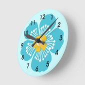 Horloge Ronde Fleur tropicale bleue (Angle)