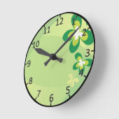 Horloge Ronde Fleur verte de ressort (Angle)
