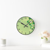 Horloge Ronde Fleur verte de ressort (Maison)