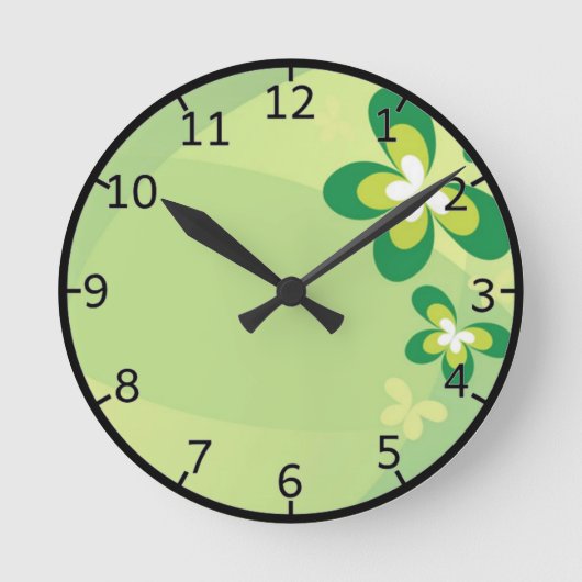 Horloge Ronde Fleur verte de ressort (Recto)