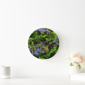 Horloge Ronde Fleur violette et abeille boursouflante (Maison)