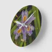Horloge Ronde fleurir en violet (Angle)