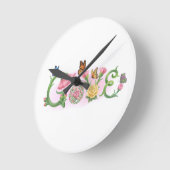 Horloge Ronde Fleurs Amour (Angle)