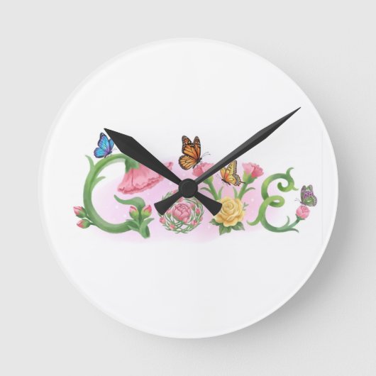 Horloge Ronde Fleurs Amour (Recto)