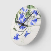 Horloge Ronde Fleurs bleues (Angle)