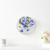 Horloge Ronde Fleurs bleues (Maison)