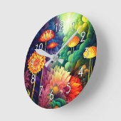 Horloge Ronde Fleurs Boho (Angle)