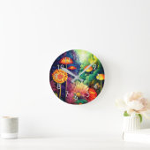 Horloge Ronde Fleurs Boho (Maison)