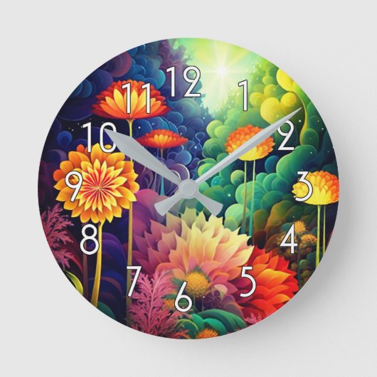 Horloge Ronde Fleurs Boho (Recto)