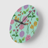 Horloge Ronde Fleurs colorées (Angle)