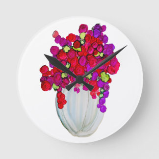 Horloge Ronde Fleurs dans un vase