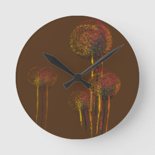 Horloge Ronde Fleurs d'automne Abstraites