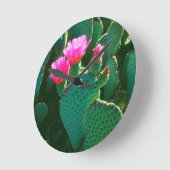 Horloge Ronde Fleurs de Cactus Beavertail (Angle)