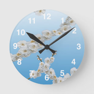 Horloge Ronde Fleurs de cerisiers blancs