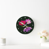 Horloge Ronde Fleurs de cosmos en suspension personnalisées (Maison)
