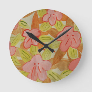 Horloge Ronde Fleurs de couleur automne