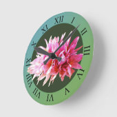 Horloge Ronde Fleurs de Crocus roses en fleurs (Angle)