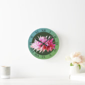 Horloge Ronde Fleurs de Crocus roses en fleurs (Maison)