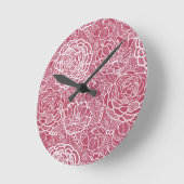 Horloge Ronde Fleurs de dentelle bleue motif arrière - plan (Angle)