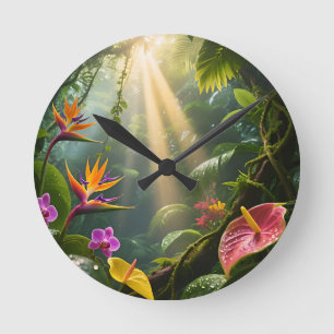 Horloge Ronde Fleurs de la jungle tropicale