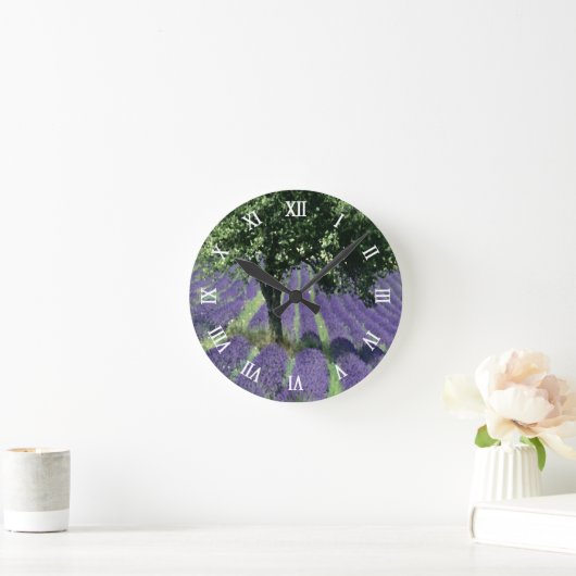 Horloge Ronde Fleurs de lavande violette Olive Trees Art Peintur (Maison)