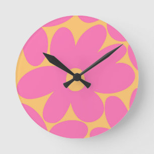 Horloge Ronde Fleurs de marguerite rose pâle #1 #art