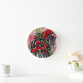 Horloge Ronde Fleurs De Pavot En Aquarelle (Maison)