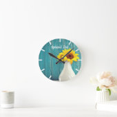 Horloge Ronde Fleurs de soleil pointillées (Maison)
