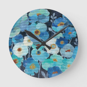 Horloge Ronde Fleurs d'indigo