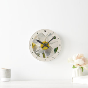 Horloge Ronde Fleurs d'Iris aquarelle modernes